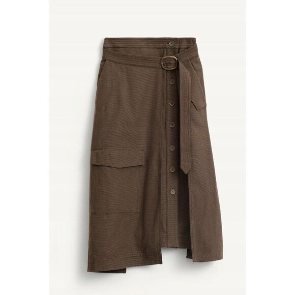 Zara SRPLS Womens Wrap Skirt Size XS Brown Midi Belted 9202/213 NWT - Picture 3 of 12